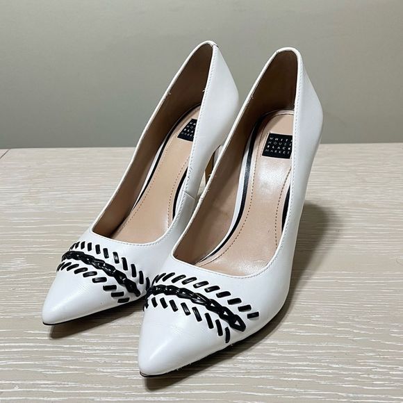 White House Black Market Shoes - White House Black Market Olivia Ecru Black Size 7